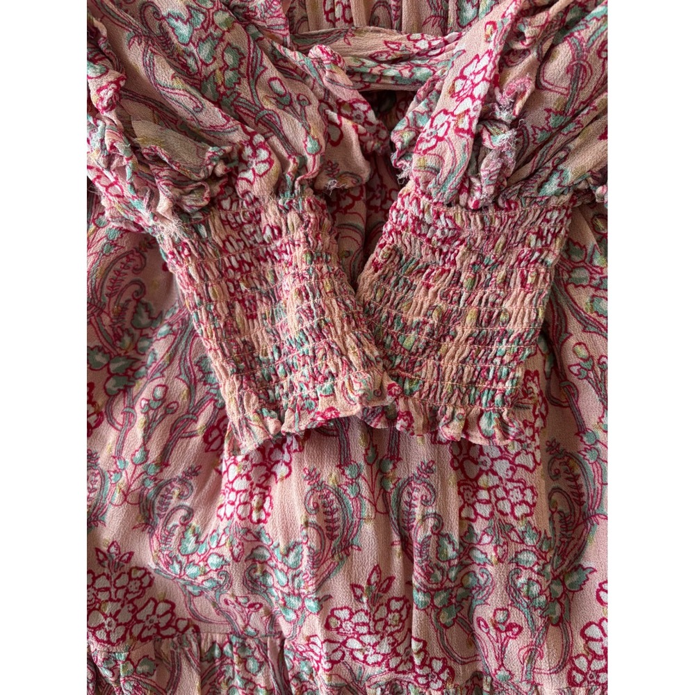 Marea by Liz Joy Cala Rosado Pink Floral Ruffle Mini Dress - Size M - Picture 14 of 14